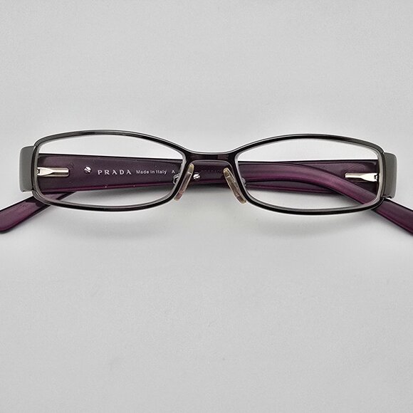 Prada VPR 58L 5AV-1O1 Gunmetal Plum Eyeglasses Frame w/ Case Italy 49-14-135 - Picture 10 of 14